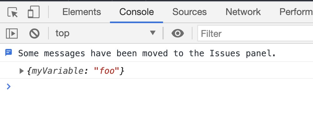 I used to be all like console.log('myVariable: ', myVariable); and now I be all like console.log({ myVariable }); cuz DevTools automatically logs it with the name then.