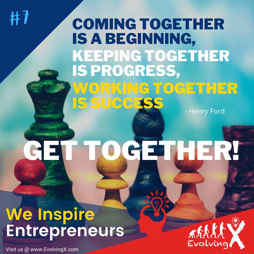 x_evolving's tweet photo. Coming together is a beginning
Keeping together is a progress
Working together is a success
'Get Together!'
#EvolvingX #YouthEmpowerment #Entrepreneurship #WeInspire #Innovation #InspireEntrepreneurs #YoungEntrepreneurs #Lesson_No7 #MessageForEntrepreneurs #WeInspireEntrepreneurs https://t.co/sURqR0gr8I