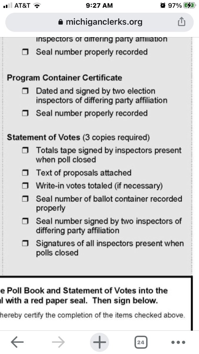 The final signatures added. All of the tabulator tapes had our signatures. Carbon copies in poll book. Seals with codes put over closed envelopes of spoiled ballots. People missing work, waiting long lines, risking virus. We all signed, and didn’t do so lightly. —> (18/20)