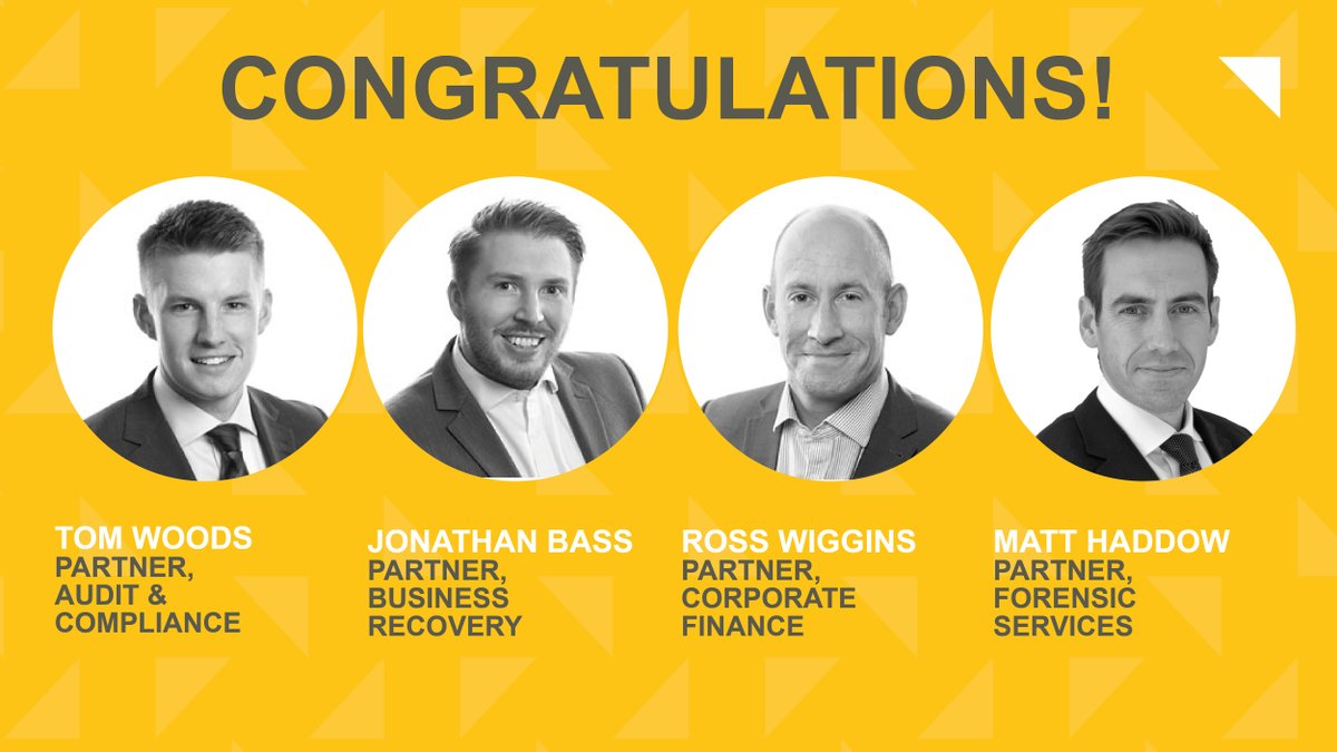 MenziesLLP's tweet photo. In hard times comes a glimmer of good news as we have had four senior level promotions with, Tom Woods, Jonathan Bass, Ross Wiggins and Matt Haddow all being promoted to Partner! Congratulations! @accountancylive  https://t.co/SIEBkCLpVP https://t.co/XAuOB3UbnC