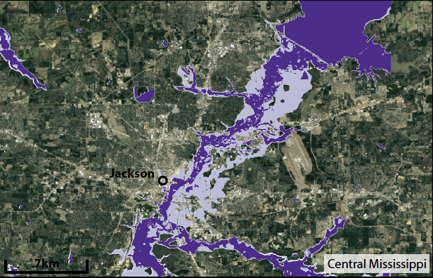 We combine simulations from a climate model large ensemble (CESM-LENS) and a high-resolution hydrodynamic model ( @fathom_global) to estimate how projected increases in extreme precipitation will affect the extent and depth of flood inundation. (2/13) https://agupubs.onlinelibrary.wiley.com/doi/10.1029/2020EF001778