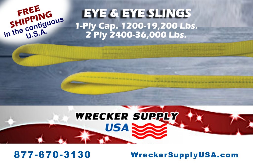 Need Lifting Slings for Vehicle Recovery Operations? 1-Ply and 2-Ply Flat and Twisted Eye and Eye Web Slings have capacities from 1,200 Lbs. up to 36,000 Lbs. Free Shipping in the contiguous U.S. wreckersupplyusa.com/collections/li… #liftingslings #towing #recoverystraps #wreckersupplies