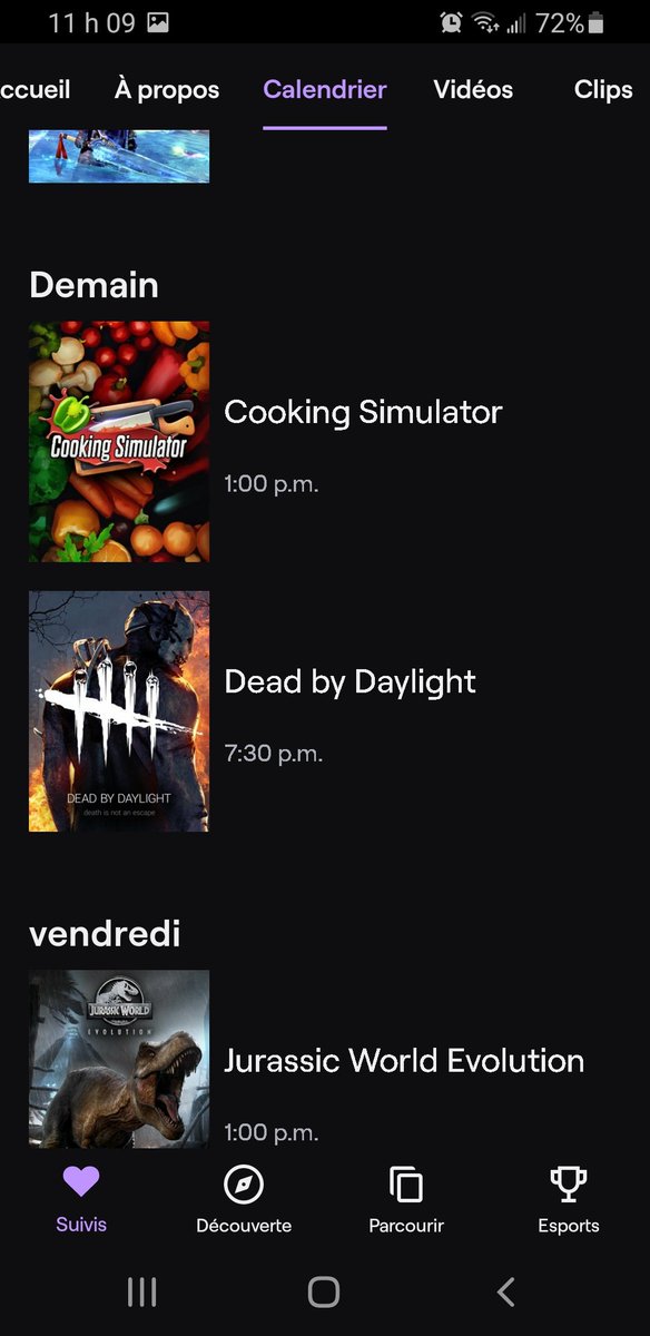 Horaire de mercredi le 11 novembre