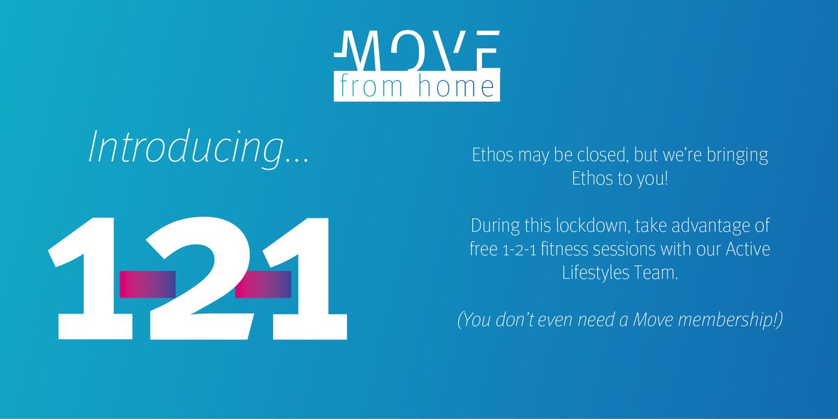 Ethos may be closed, but we're bringing Ethos to YOU!

Until the end of lockdown (2 December), you can book ✨free✨ one-to-one sessions with a personal trainer + other fitness sessions with members of our Active Lifestyles team.