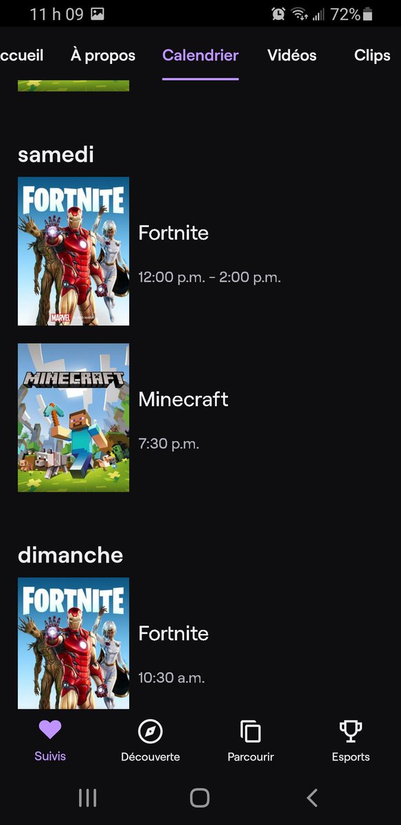 Le samedi sest stream avec mes enfants  donc voici mes horaires