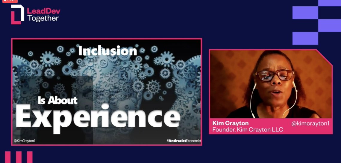 Now  @KimCrayton1 is talking about the business case for the lived experience: and a reminder that diversity = recruitment, but inclusion = experience.