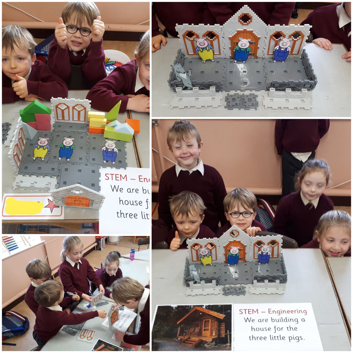 We have been learning about 'Homes' and also 'Na Trí Mhuicín'. So the Junior Infants decided to construct a new home for these three little pigs. @PDSTSciences @PDSTGaeilge #arlesns #ScienceWeek2020 #threelittlepigs #natrímhuicín