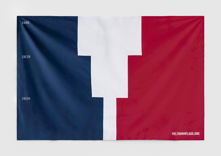 Design_Week's tweet photo. This flag project uses data visualisation to highlight the danger of "glacier extinction" https://t.co/raYLZwwcQm https://t.co/e4CniAlT5a