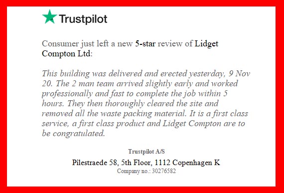 More great feedback from another happy customer!! lidget.co.uk #feedback #trustpilot #reviews #garages #sheds #gardenbuildings