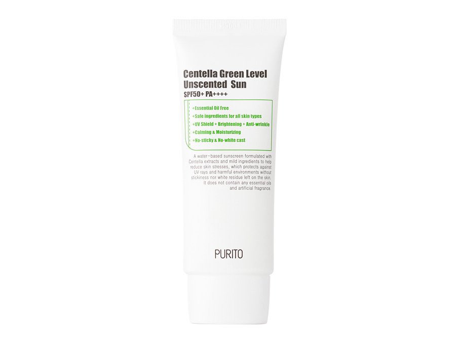 Purito UNSCENTED Centella Green Level Unscented Sun SPF 50 PA++++• Chemical sunscreen (no avobenzone or oxybenzone)• Broad Spectrum• Fragrance & essential oil free • Contains Niacinamide, HA & other antioxidants • Not water resistant