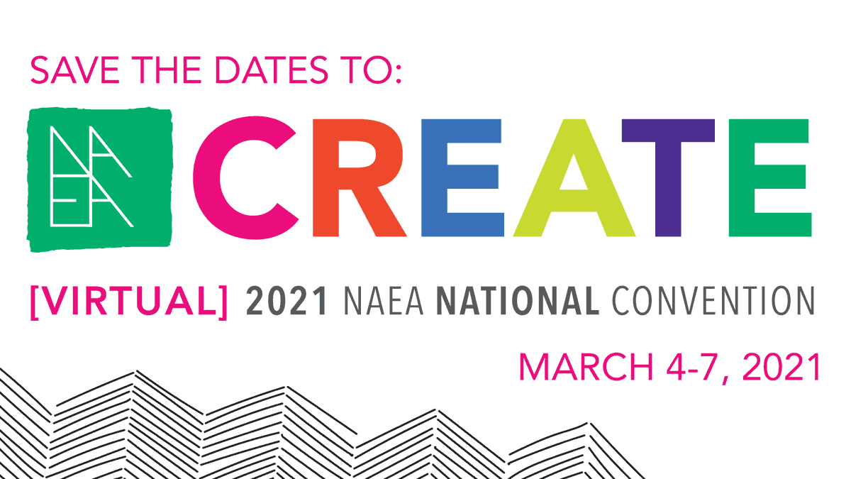 NAEA's tweet photo. We’re excited to announce that the 2021 NAEA National Convention will be hosted, virtually, March 4-7 and hope you’ll make plans to join us for the largest [virtual] gathering of visual and media arts educators in the world! Registration opens soon!
 
https://t.co/jW7BTNa9Bk https://t.co/rru5RoWGVP