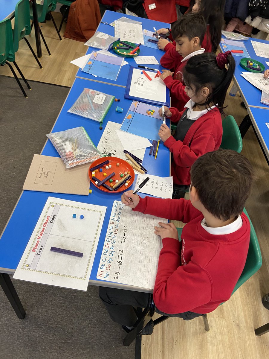 HJAMrHughes's tweet photo. Today in Maths was our first day on subtraction! We had a practical lesson where we used our place value knowledge and dienes to help us subtract 2 digit numbers. We all did a fantastic job! 🌟 #practicalMaths #subtraction #Year2 #PlaceValue https://t.co/eppBLXs6fV