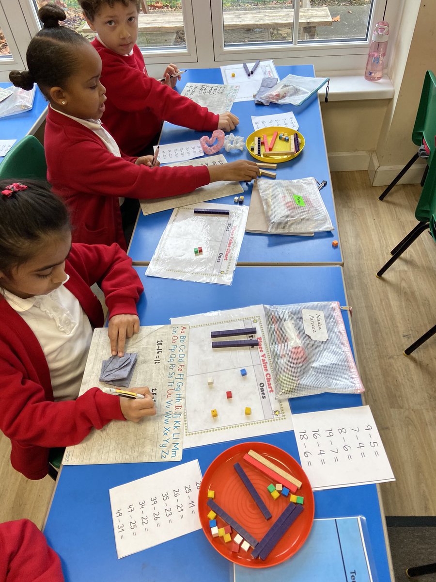 HJAMrHughes's tweet photo. Today in Maths was our first day on subtraction! We had a practical lesson where we used our place value knowledge and dienes to help us subtract 2 digit numbers. We all did a fantastic job! 🌟 #practicalMaths #subtraction #Year2 #PlaceValue https://t.co/eppBLXs6fV