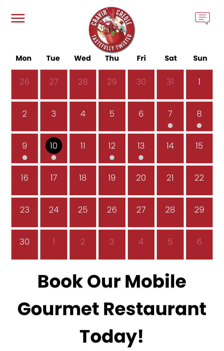 cravincreole's tweet image. Check out our new calendar to keep up with our locations!
New spots daily! 
Where do you want us next?