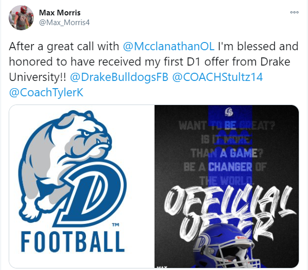 HeritagEagles's tweet photo. Congratulations to Heritage's very own Max Morris for receiving his first Division I offer from Drake University!
Keep up the hard work Max! 🏈🦅 https://t.co/tC75NB6XjR