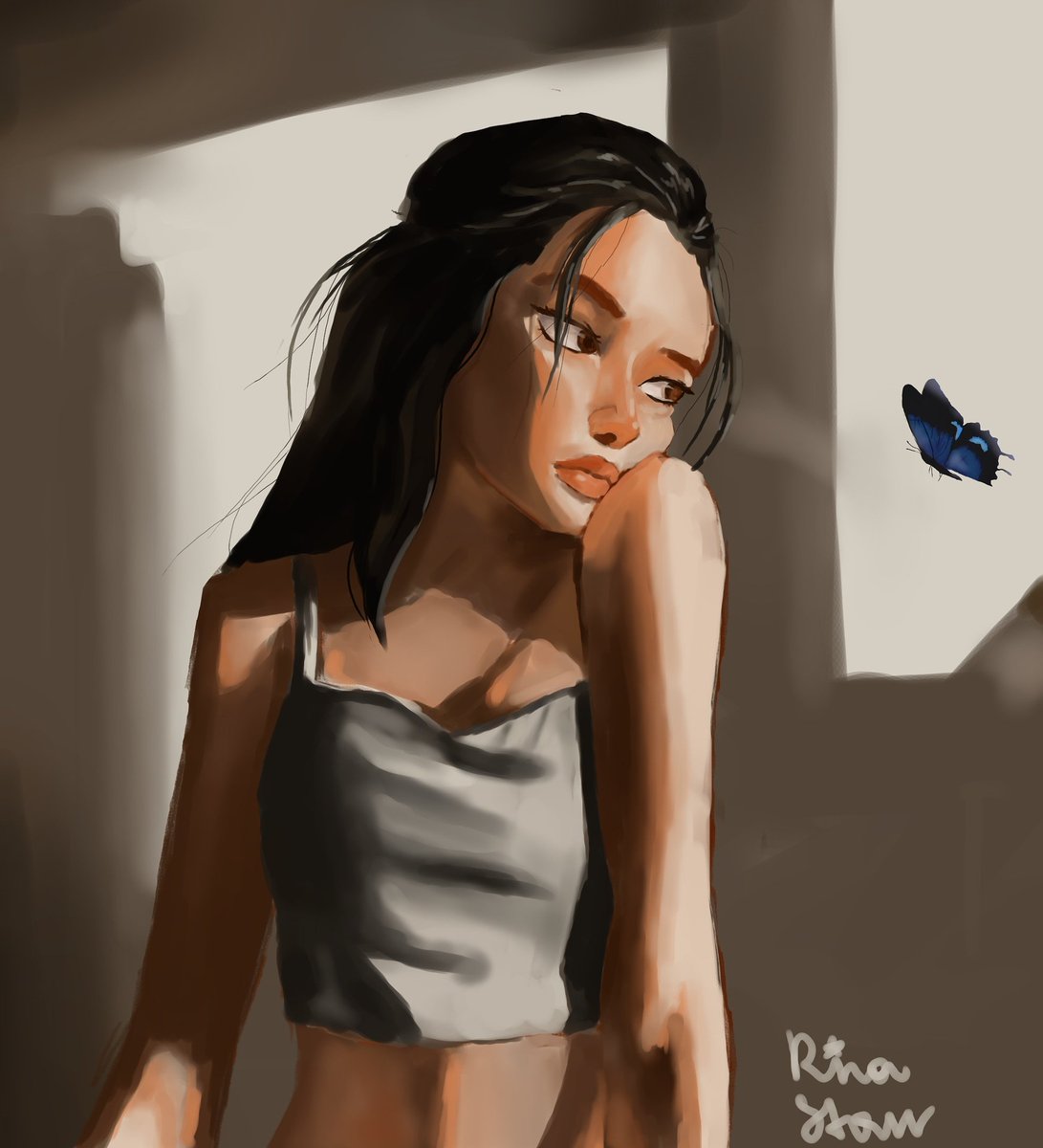rinastarr7's tweet photo. Girl with a butterfly 🦋

#art #digitalart #digitalpainting #digital #artwork https://t.co/asXJhh8eIQ