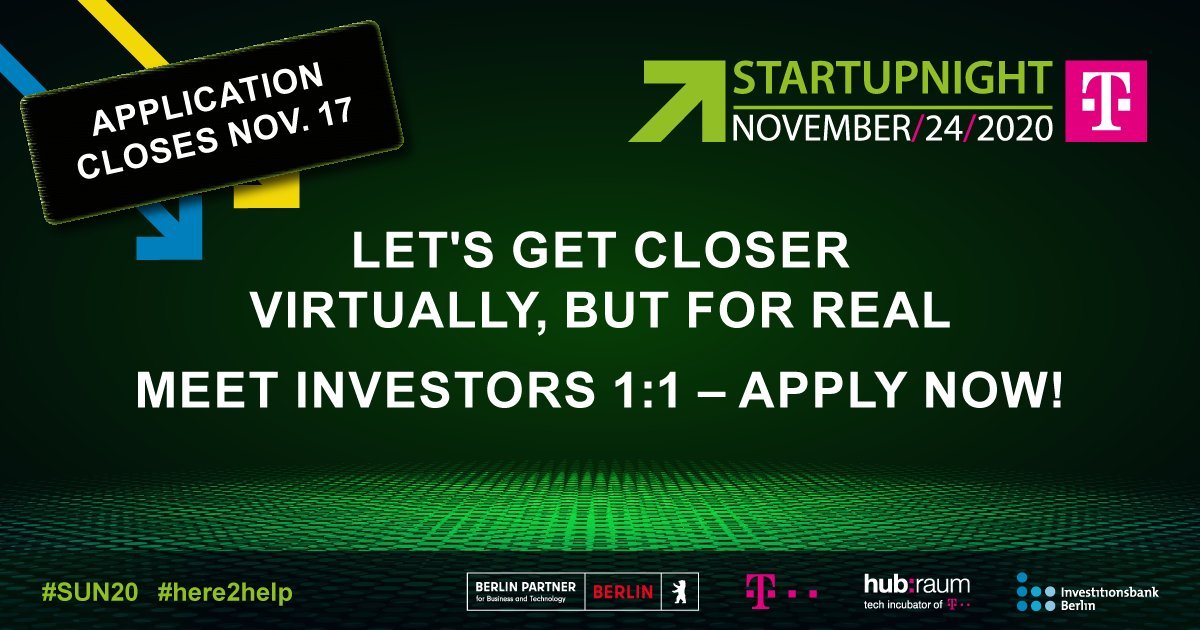 #Startups are you looking for #VC investors? Apply for one of the 1:1 meetings with #VCs on Nov 24 during #SUN20 ➡️bit.ly/36nE3TD #SUN20 #here2help