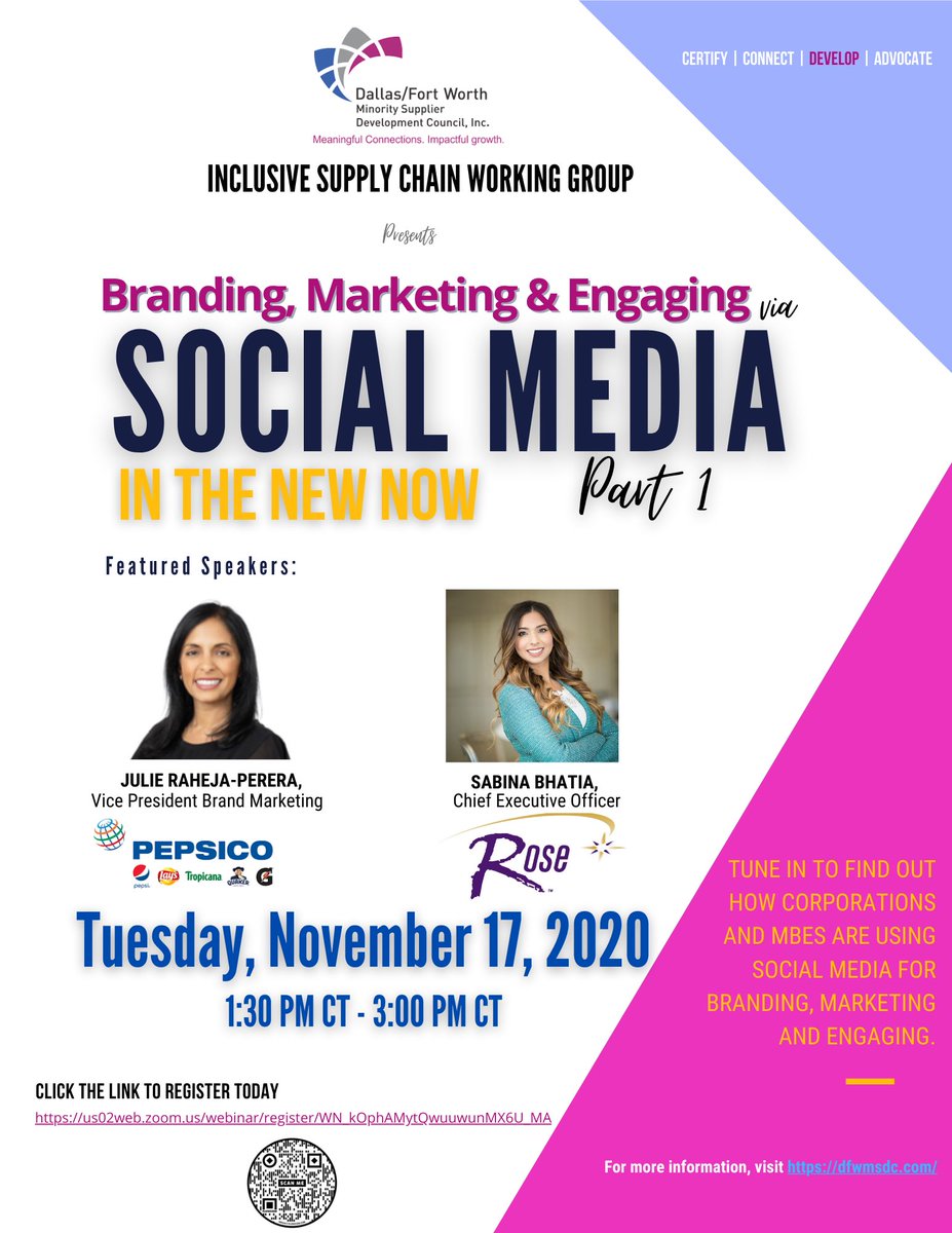 dfwmsdc's tweet photo. Digital presence has become more important than ever! #TheNewNow 🖥💻📱 Reserve your spot to join in next Tuesday ➡️https://t.co/SdxphCKBRf
#DFWMSDC #ISCWG #BrandingMarketingEngaging #SocialMedia #MBEdevelopment #Dallas #DFW #WeAreDFWMSDC https://t.co/VTHhxYdDYv