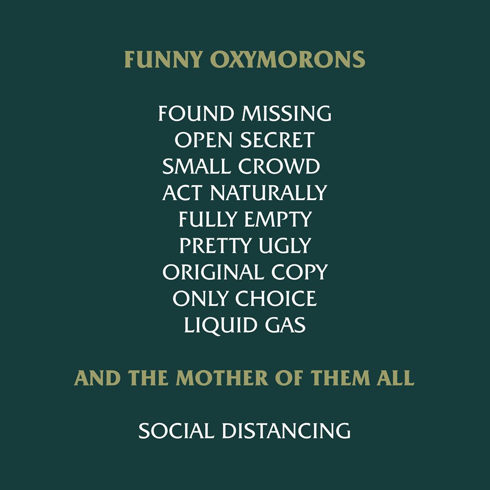 Oxymorons #writerslife #writinghumour #writingcommmunity 

Must-Read: 33 Perfectly Odd Oxymorons bit.ly/3d210xd