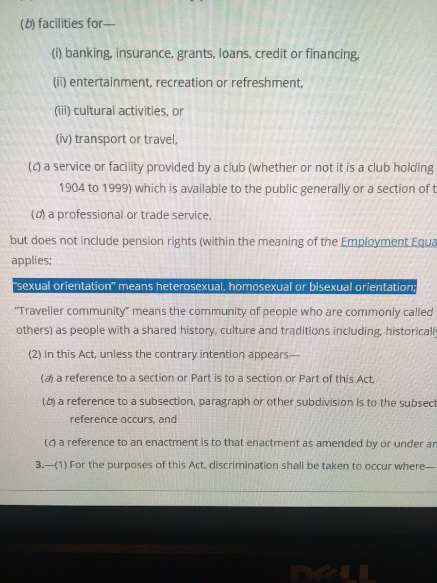 21/ This training by BeLonGTo is not in keeping with the Equal Status Act. Sexual orientation is the protected characteristic and is defined as heterosexual, homosexual or bisexual orientation. Why are they omitting homosexuality from their training? Why ignore the law I wonder?