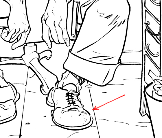 At some point- I don't know if there was by fatigue or an inner expression of my character - my lines started to be open, not closing the figure. I can even tell when was first time it happened consciously; In that particular line of the boot ( on brush ). That was something.