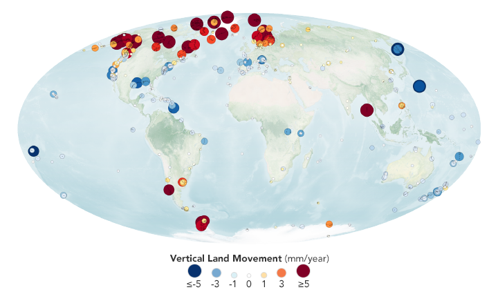 In some areas, the height of land is changing with respect to the sea, accelerating or delaying the effects of sea level rise. One way to measure land motion: time how long radio signals from different satellites take to reach a ground station. https://go.nasa.gov/3n3aUnJ 