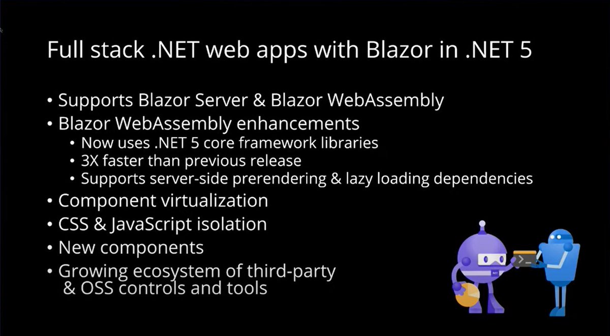 justdebugdotnet's tweet image. Some awesome features about #Blazor in #Net5 - #dotNETConf #dotnetcore #dotNet5 #Dotnet