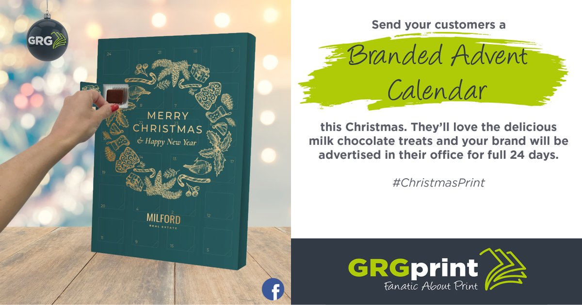 Continuing with #ChristmasPrintPromotions - Custom #Printed #AdventCalendars with chocolate treats. Completely bespoke &amp; can be enhanced with gold or silver foil.
Advertise in your customer's space throughout December. Your customers will love the delicious daily treats!
#gift
