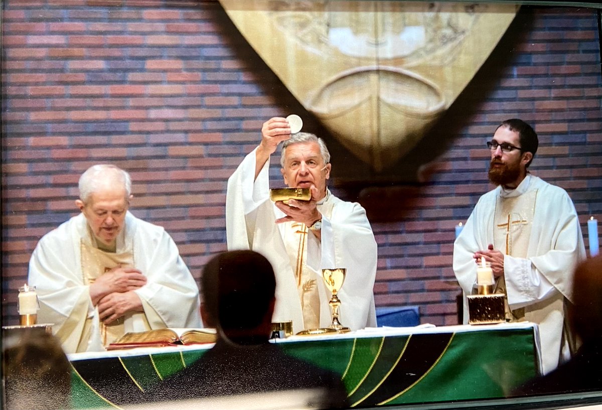 Finally, Father Dick helped form me spiritually into the man I am today. He baptized me, was my Confirmation sponsor, and helped officiate Nicole and my wedding. I will forever cherish his wisdom."Keep God's love in your heart and the light of the Church in your life." (7/9)