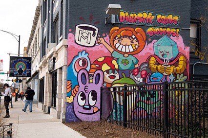 RED773_'s tweet photo. Diversity Equals Success ☕️🐻✨ - Cranked out this mural last week with the boiz @blake_jones &amp; @killabunzz

Much love and gratitude to @drink.happy.thoughts for having us! 🙏🏽 https://t.co/LJmLInbm5i