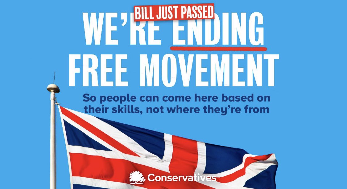 stephentaylor7's tweet photo. They have ended free movement for 60 million of ‘us’ to stop a few thousand of  ‘them’ coming ‘over here’ and they think that it is something to shout about. We were on a nice run there, ‘Trump gone!’, ‘Covid vaccine developed!’ is ‘Tories stop being Cunts!’, to much to wish for? https://t.co/3dU7mI62Il