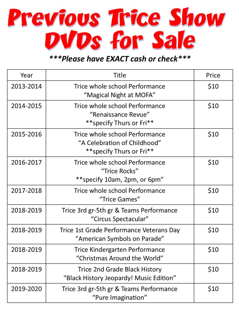TriceElementary's tweet photo. We have lots of items for sale in the Trice office! Shirts, yearbooks, and DVDs from previous years as well as cookbooks, license plates, gloves, and car magnets! See the attached pictures for  the items as well as the price!  Please have EXACT cash or check when paying. https://t.co/K6M1iuPQvF