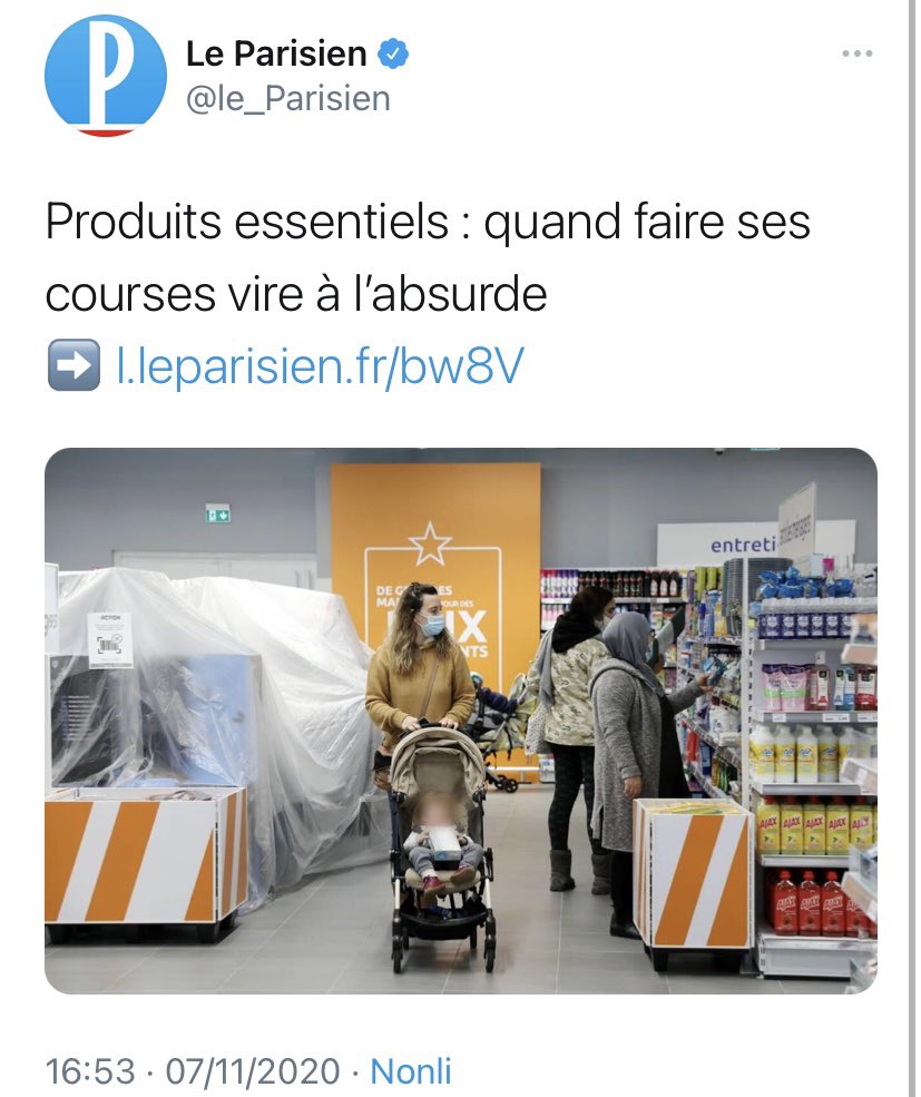 Sur les 6 photos du Parisien, 4 sont en lien avec le confinement (dont 2 avec le non-respect des règles et 2 avec les « bizarreries » de la réglementation imposée aux grandes enseignes), 1 est en lien avec le coronavirus, et la dernière avec un « fait divers » dramatique.