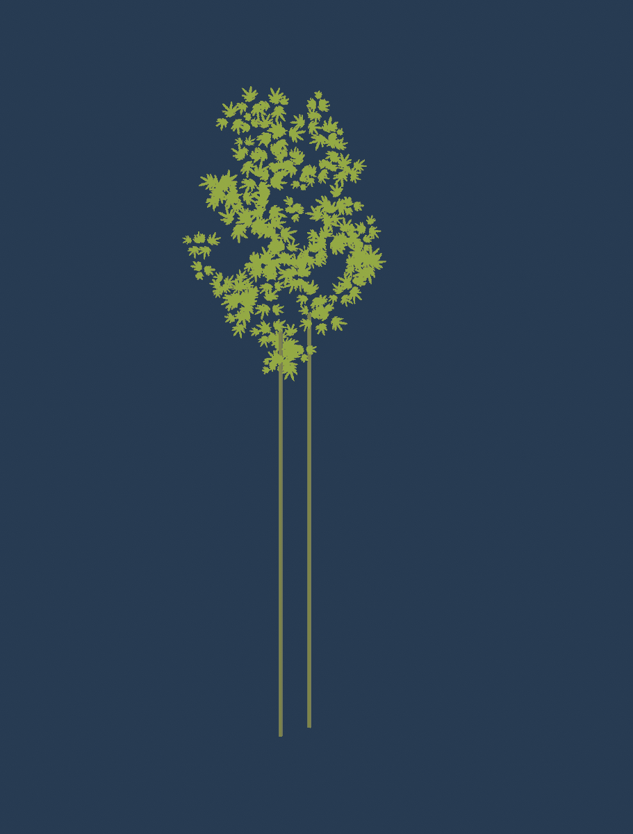 It's starting to look more like a bamboo forest. However, looking at my reference, the bamboo misses some foliage. I'm a big fan of particles, and I love using them to quickly scatter leaves and ivy. Later on, for performance, I baked them to a mesh.