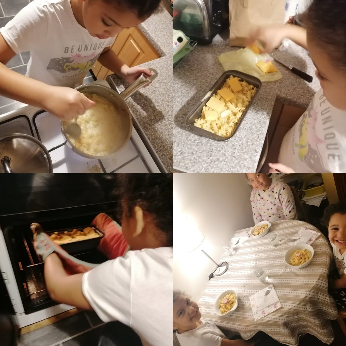 eobuseh2's tweet photo. Mac and Cheese challenge 😁🧀 @BoghallPSch. Shannel made delicious dinner for her sisters. https://t.co/1LCndutuGH