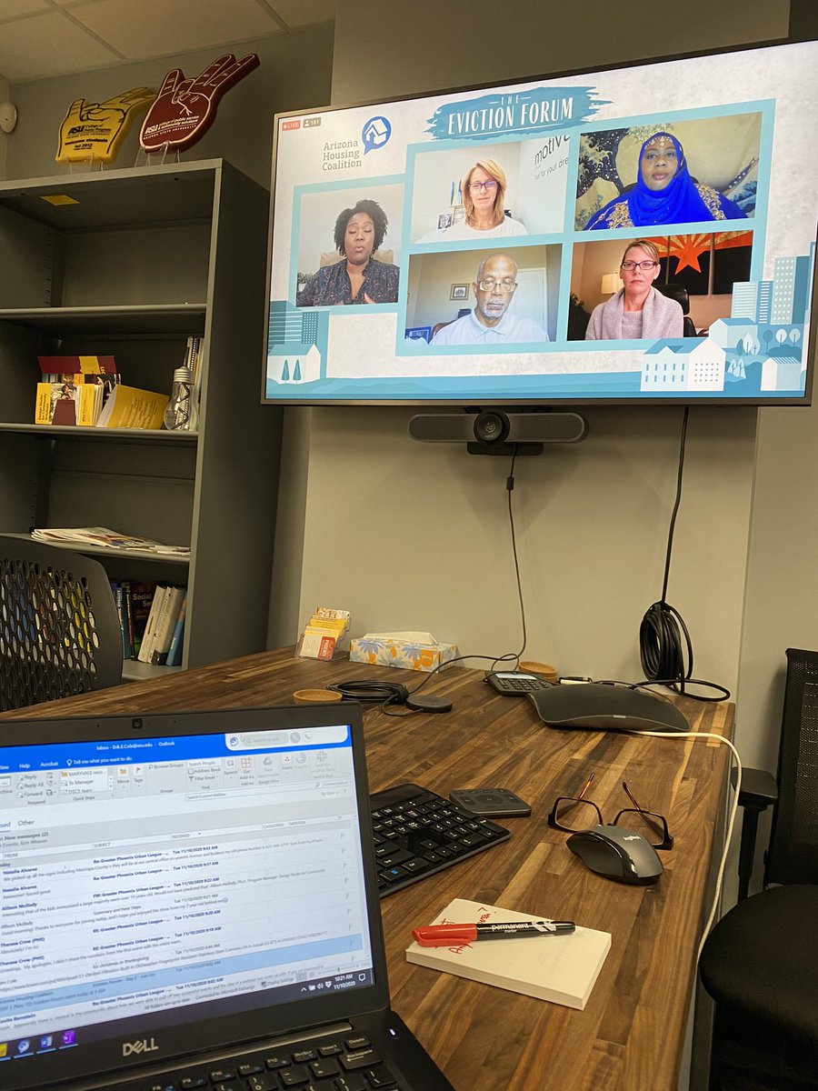 ErikECole's tweet photo. So inspired by the @SpeakUp4Homes Evictions Forum. Great job making it work remotely. Even came in the office so I can pay attention! #WithoutAHome https://t.co/6qCnrzxqPh