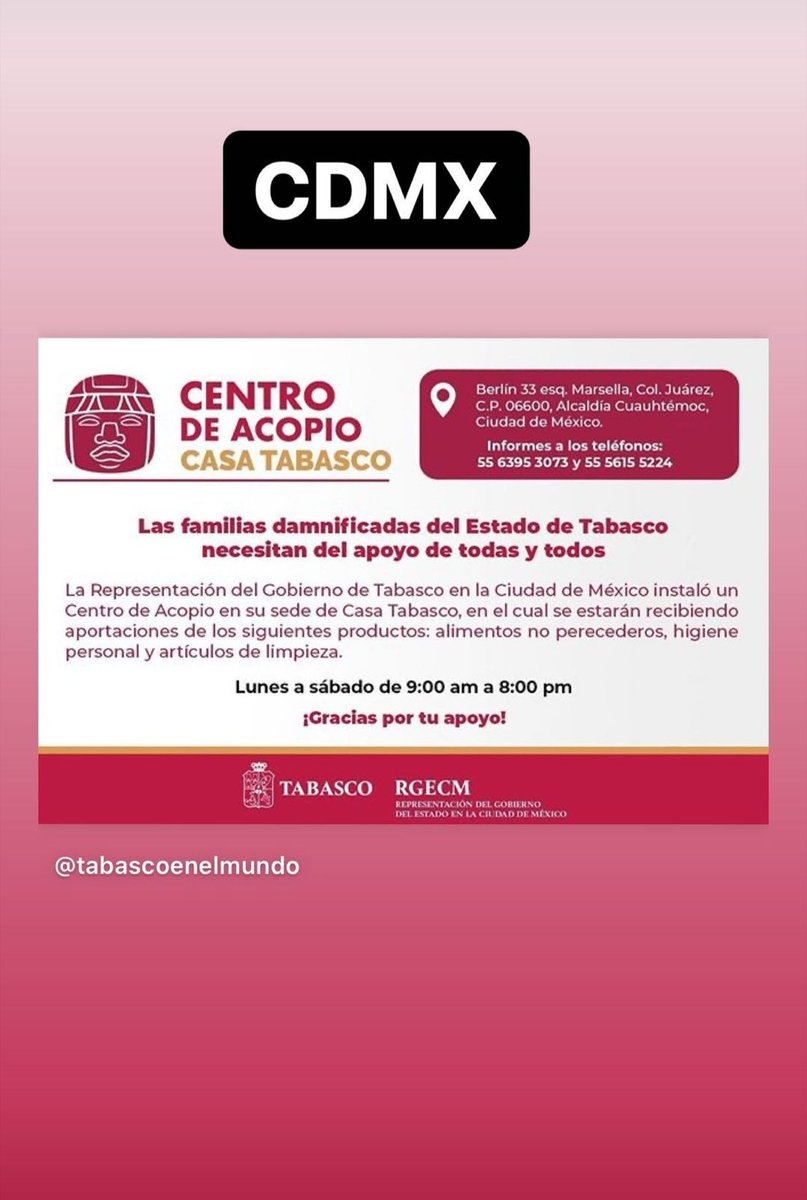 carigue_tabasco's tweet photo. Este #MartesRiverista les agradecemos a todos los que han apoyado a nuestro estado y pedimos de corazón lo sigan haciendo les dejamos otras opciones 🙏❤ https://t.co/G3zgVHR2BH