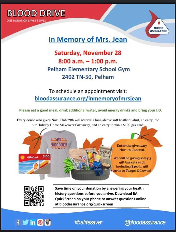 In memory of Adam’s mother, Mrs. Jean.