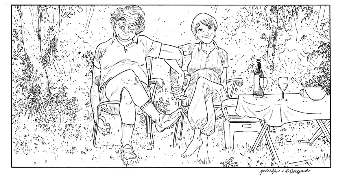 There was lack of myself. I was broke in many ways and far from a sincere work. So in my next book, Les Beaux Étés, I went "lazy". I HAD to do it. I kept the grain on the paper, the very open lines, the brush for figures and markers for much of the rest of the lines." fuck it"