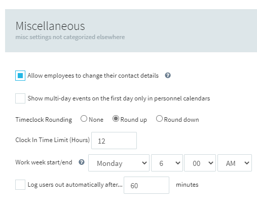 🎉 New Feature --

For those of you utilizing our time clock, you can now set a clock in limit that will automatically clock users out if they are past that time frame. To set, go to Admin > Misc > Misc Settings. It will be defaulted to 12 hours, but can be modified.