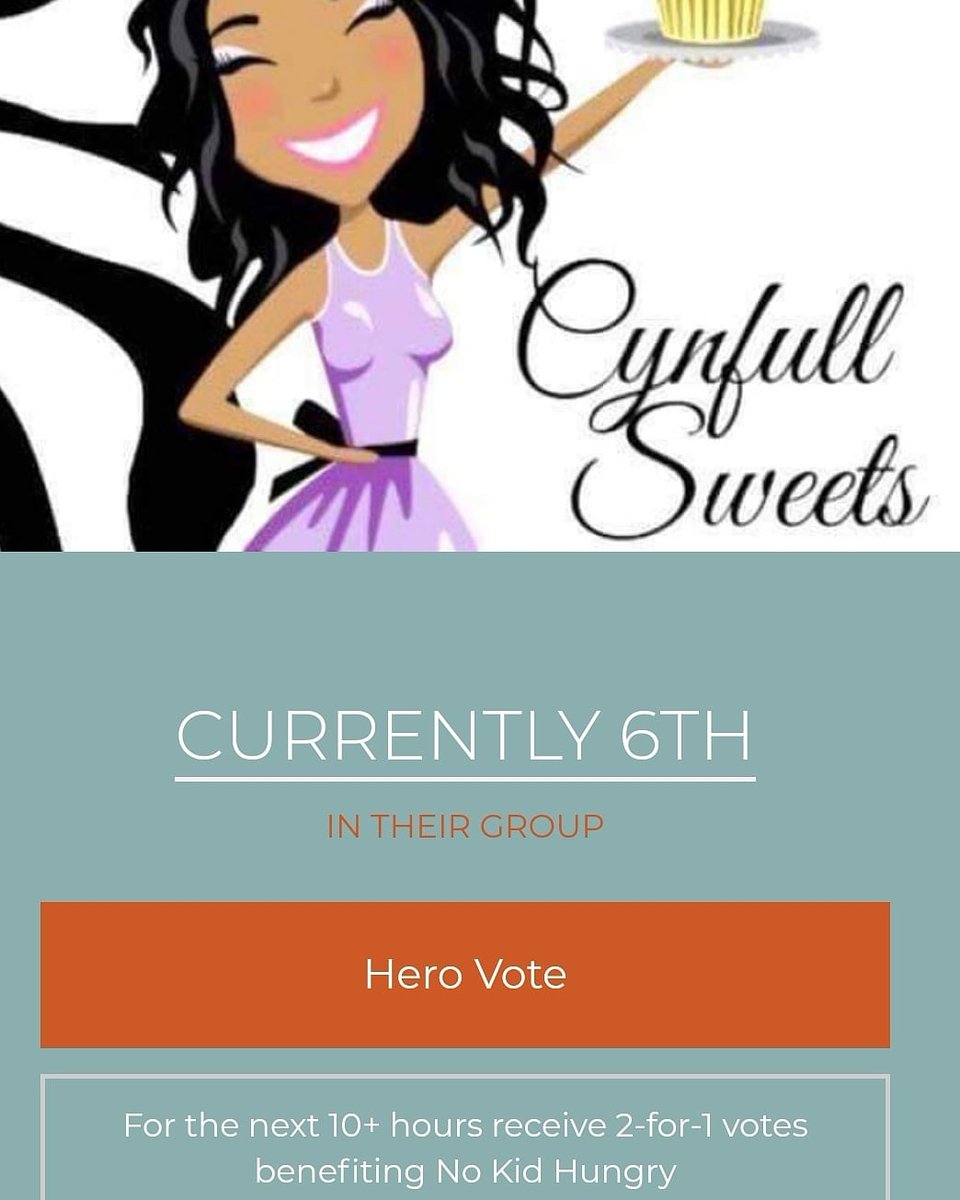 CynfullSweets's tweet photo. Votes are 2 for 1 for the next 10 hours. Please vote! I am currently in 6th place! Link in bio. #CynfullSweets #greatestbaker https://t.co/eik3YbH4i9