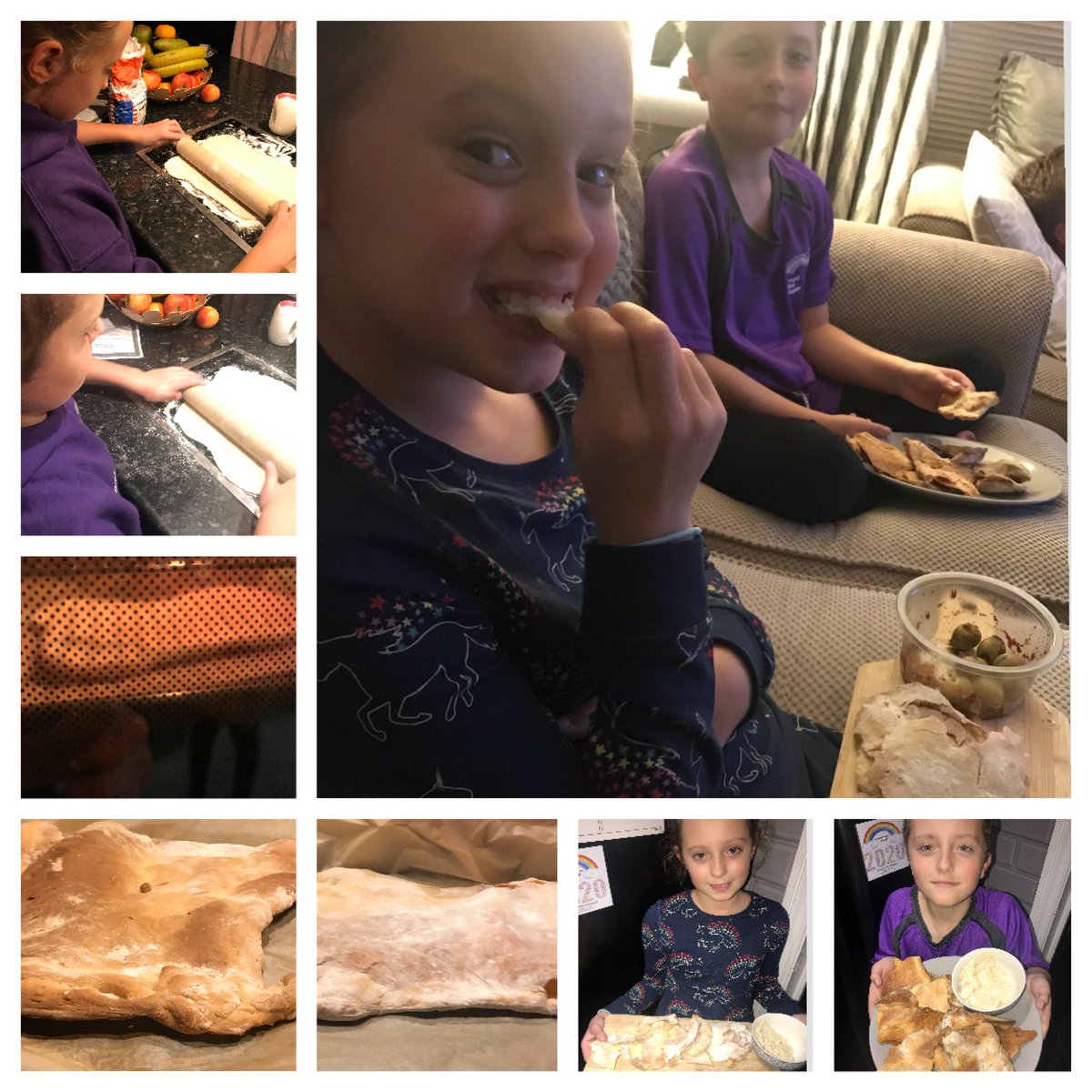 danimortimer's tweet image. Egyptian flatbreads baked and enjoyed! The twins served it warm with olives and hummus...I’m glad we had two lots as it didn’t last long! Thank you for providing them with lovely experiences despite the difficult times! Delicious😋 @YBB_Year5_6 @YBB_HeadofLower @YBB_Middle