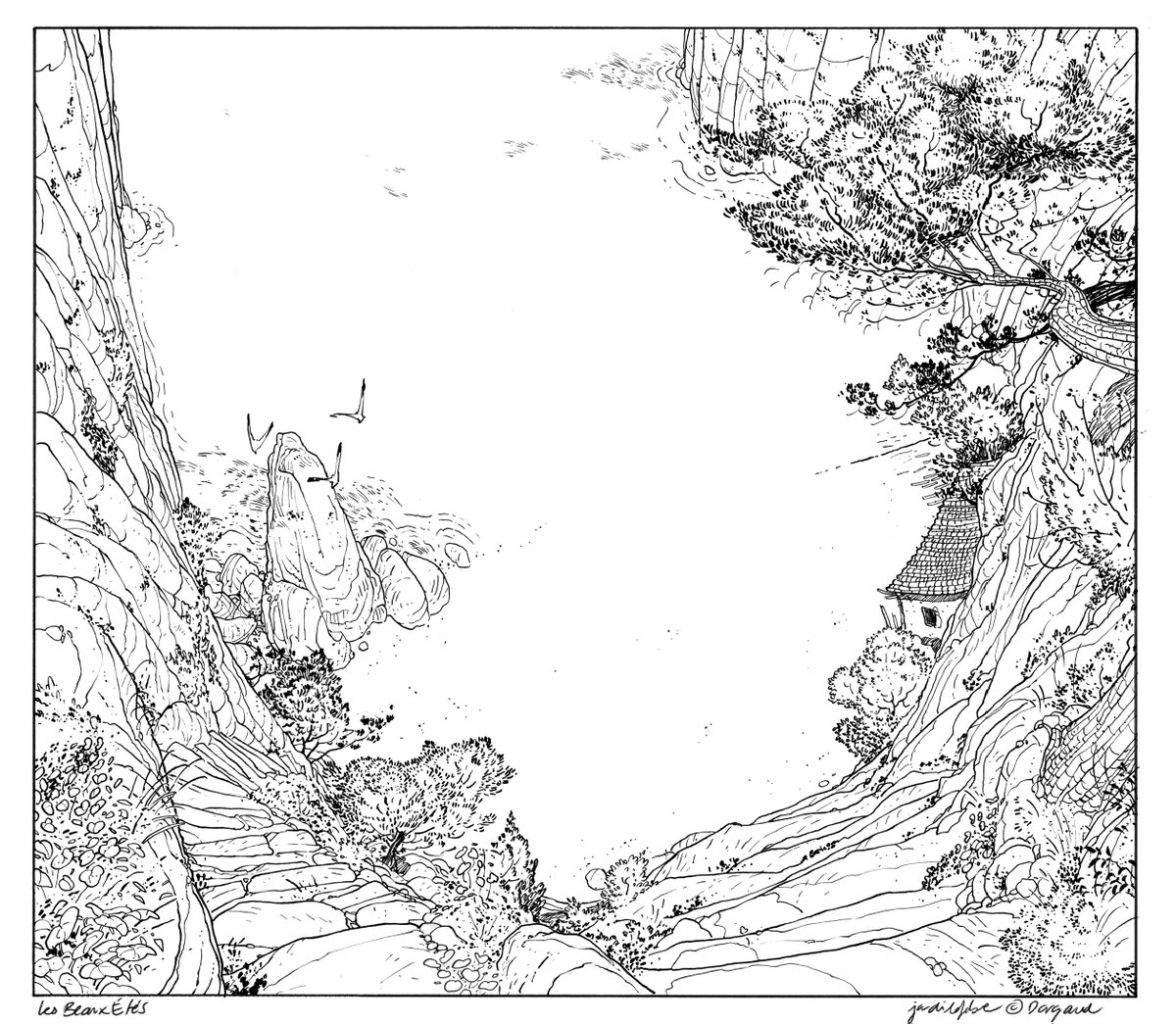 This time was like Vagner with a cup of coffee on a chill unplugged concert. Much easier and intime. It worked. Organic brush, liquid ink, some markers for the details, on grain paper. That was me on 2016. Countless hours of work on an 25 euros Ikea chair.