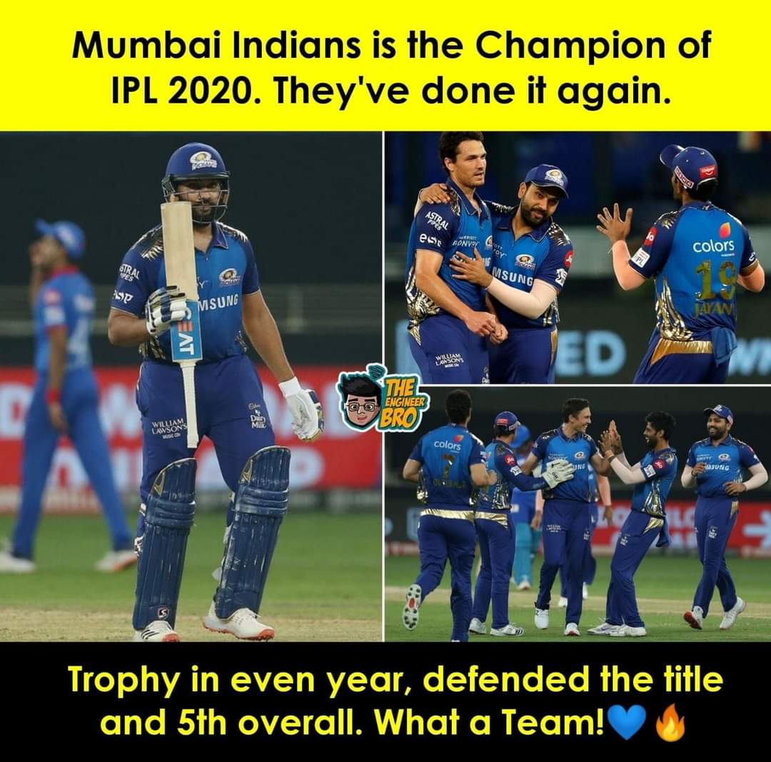 SathinShrawan's tweet photo. Congratulations Mumbai Indian 🖐️
#IPL_2020 https://t.co/qNWNjZixId