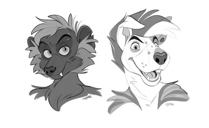 Lemur and bull terrier sketches for @cleistocactus  😁 
