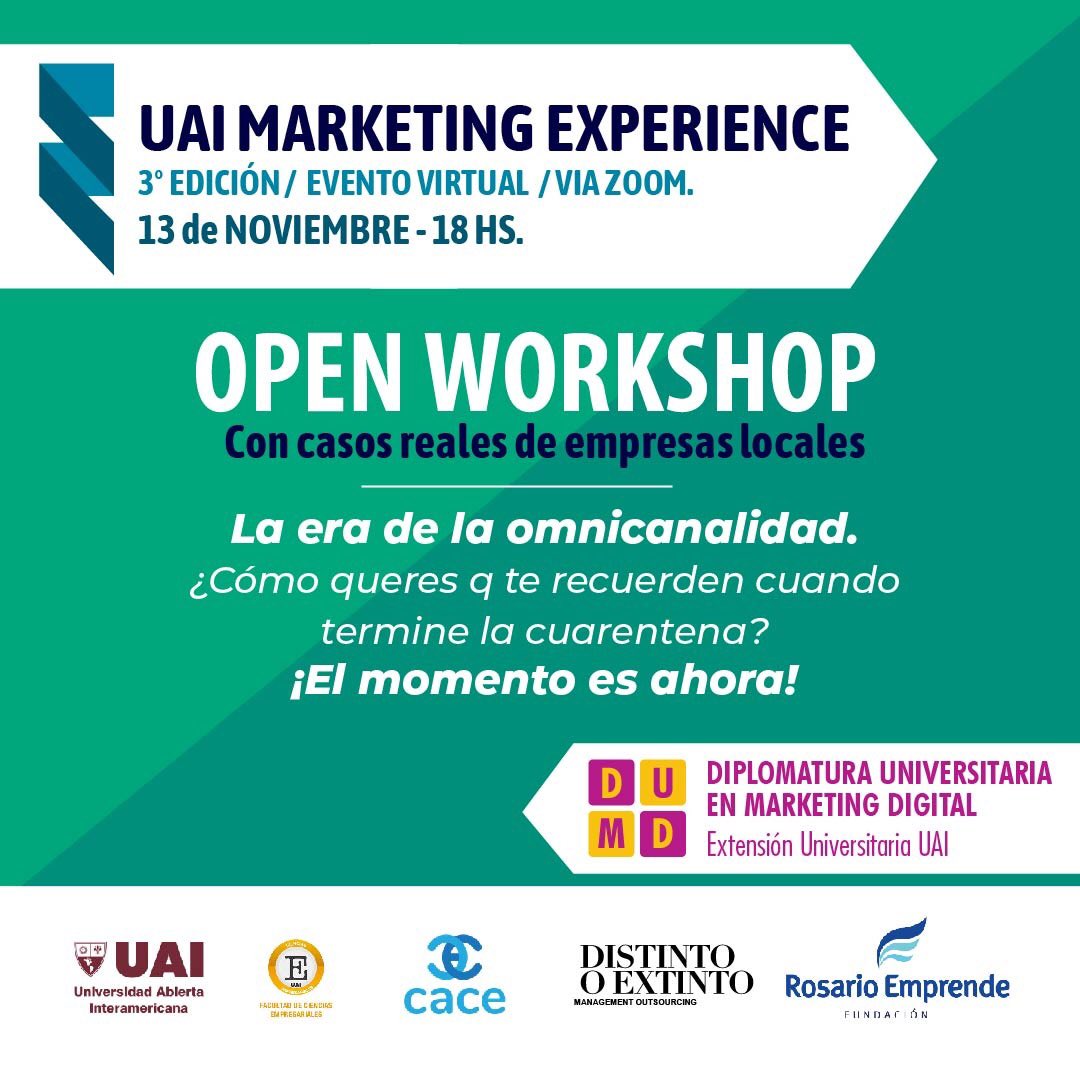 pvacchino's tweet photo. IMPERDIBLE! CASOS REALES DE EMPRESAS LOCALES 

Una linda oportunidad de escuchar a quienes hacen las cosas bien! Todo invitados a la tercera edición del #UAIMarketingExperience2020

#MarketingEnSerio
@Ornellitus @julitorrano  @marketingdistinto https://t.co/bEDyqEf1da