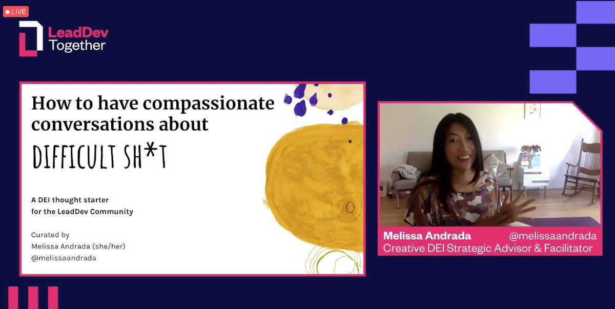 Last up is  @melissaandrada - how to *talk* about oppression, racism, transphobia, homophobia and sexism in a way that will "open up the hearts of the people in the room and not shut them down" - via a lived experience on how to listen.