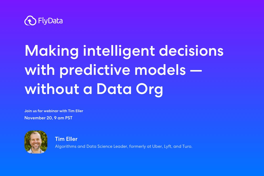 FlyDataInc's tweet image. Are you trying to get started on predictive models - without a Data Org? Join us for a learning session with the ex-Data Science Leader from Uber and Lyft. 
buff.ly/3n1aA91
