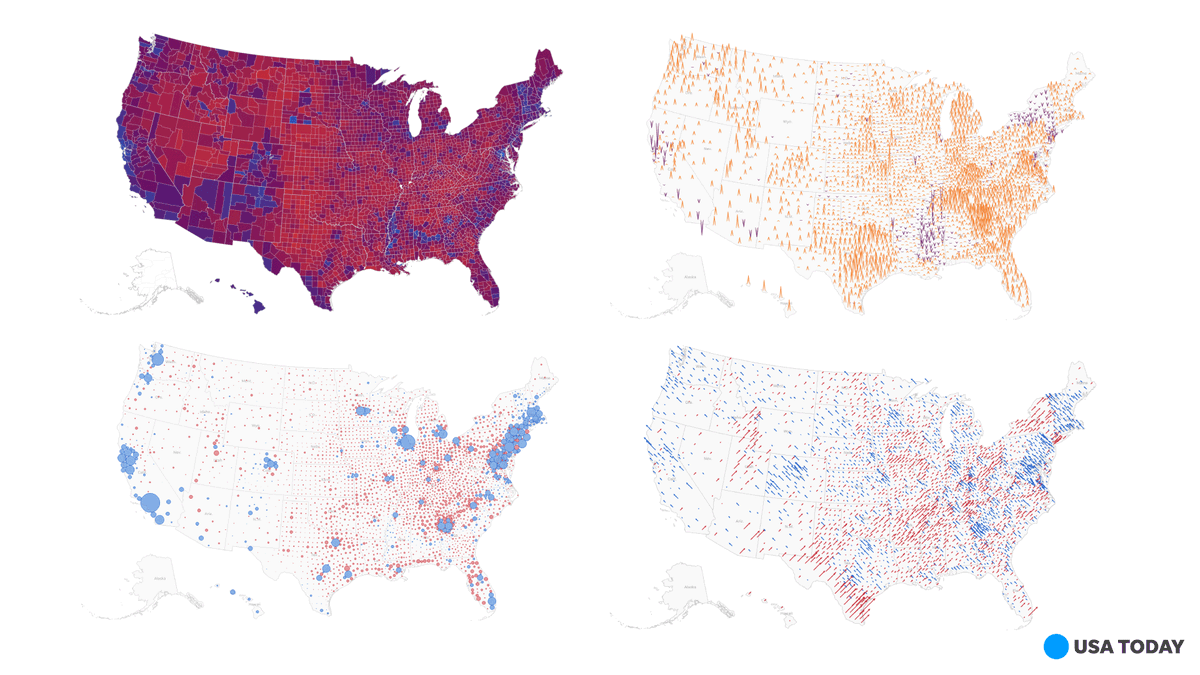 usatgraphics's tweet photo. Here are four maps that show how America voted in the 2020 election.

Though votes will continue to trickle in over the next week as mail-in and provisional ballots are tallied, here's a first look: https://t.co/78bjA9CEwk https://t.co/XWl67g9aUY