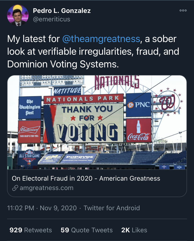 Now the claims are centering on Dominion Voting Systems, the maker of widely used election software.Many Republicans incorrectly tied the supposed glitches to the company. And the president even retweeted an OANN reporter who suggested Dominion was doing the Clintons' bidding.